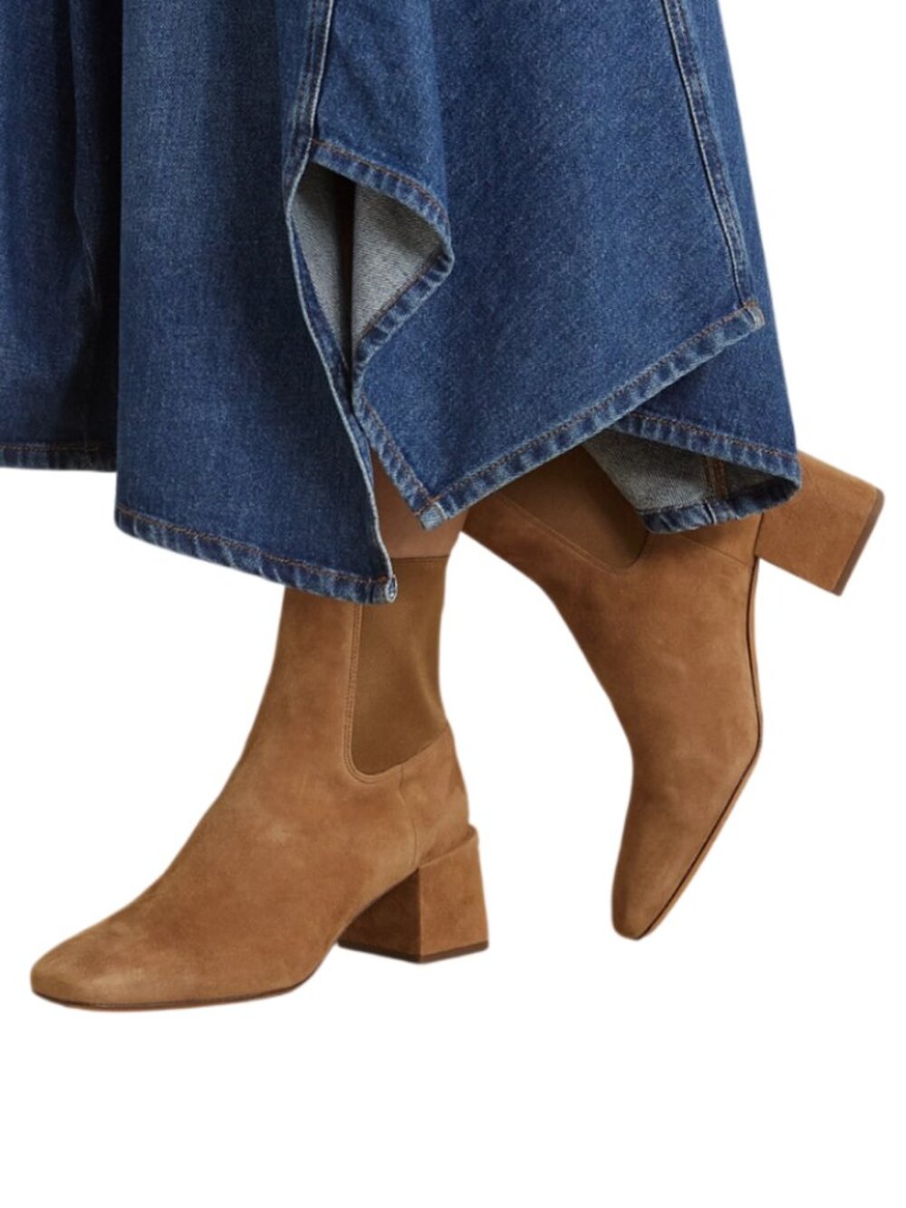 Vince Kimmy Suede Square Toe Heeled Chelsea Boots